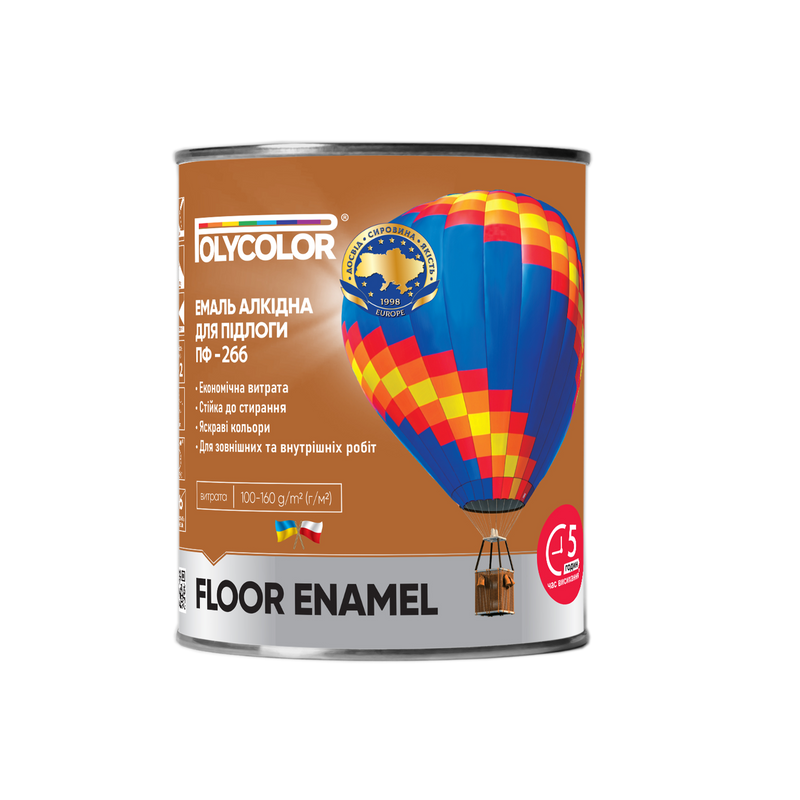 Емаль алкідна POLYCOLOR ПФ-266, глянець жовто-коричневий, 2,8кг